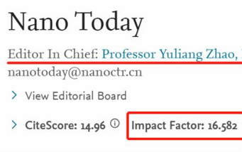 趙宇亮院士擔任Nano Today主編